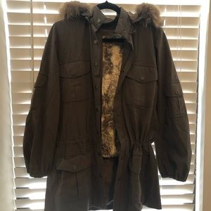 Alice + Olivia Fur Lines and Hooded Jacket